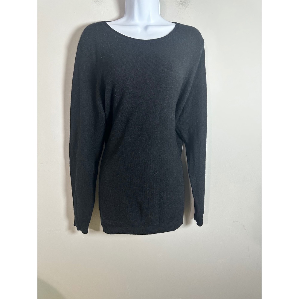 Adrienne Vittadini Black 100% 2-Ply Cashmere Scoop Neck Sweater Plus Size 2X